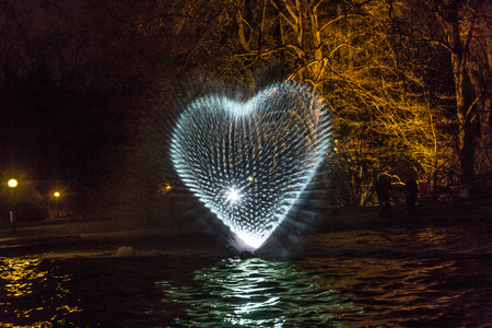 FRANKFURT, GERMANY - JAN 21, 2015: light event Winterlichter by night   in the Palmgarden in Frankfurt, Germany.The light show is open to public until 25th of January.のeditorial素材