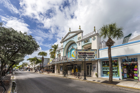 KEY WEST, USA - AUG 26, 2014: Key West cinema theater Strand in Key West, Florida, USA, It is a historic cinema but still in use.のeditorial素材