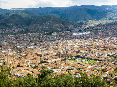 aerial view from Cuzco in Peru with hills