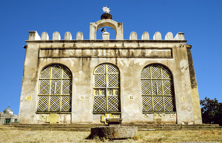 View of Fasil Fasil Ghebbi castle located in Gondar, Ethiopia.のeditorial素材