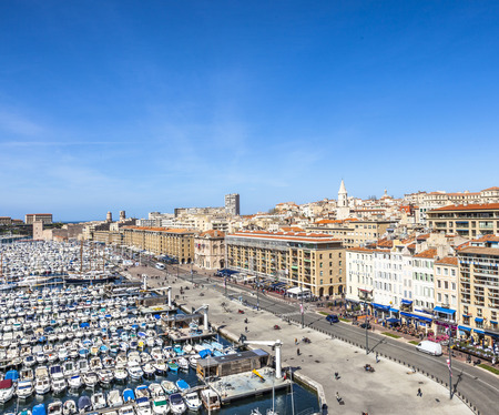 MARSEILLE, FRANCE - APRIL 1, 2015: The Old Port of Marseille, the main popular place of the phocean city in Marseille, Franceのeditorial素材