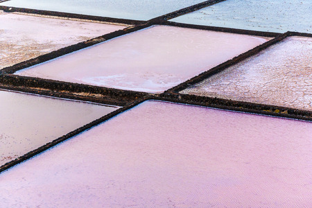 detail of salt basin in salinas de Janubio, Lanzaroteの写真素材