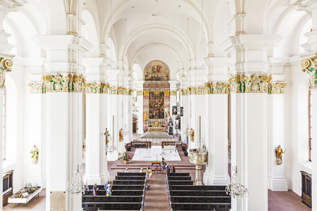 HEIDELBERG, GERMANY JULY 6, 2013: People in Jesuiten church in Heidelberg, Germany. The church was built between 1712 and 1759.のeditorial素材
