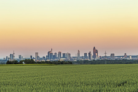 Panoramic view to Frankfurt am Main in horizonの写真素材