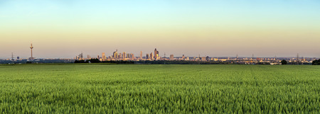 Panoramic view to Frankfurt am Main in horizonの写真素材