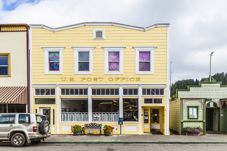FERNDALE, USA, JUNE 18, 2012: Victorian storefronts in Ferndale, USA. The city contains dozens of well-preserved Victorian storefronts and homes.のeditorial素材