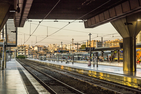 MARSEILLE, FRANCE, JULY 10, 2015: people at Saint Charles train station in Marseille, France. Station opened in 1848のeditorial素材
