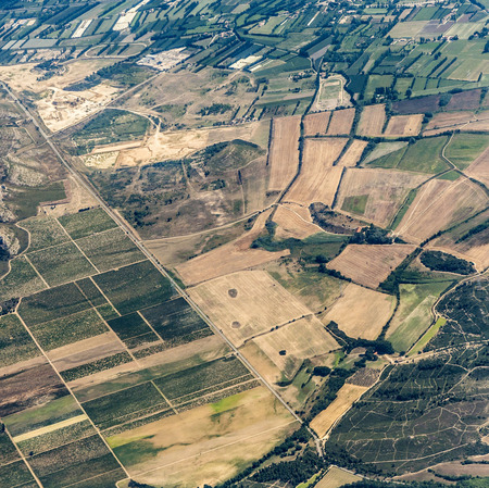 aerial of rural landscape near Marseille, France