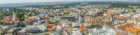 Panoramic view of Leipzig under blue cloudy skyのeditorial素材