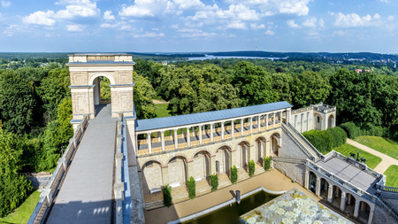 POTSDAM, GERMANY - AUG 8, 2015:  view of the Belvedere, a palace in the New Garden on the Pfingstberg hill in Potsdam, Germany. Frederick William IV constructed the castle in 1847.のeditorial素材