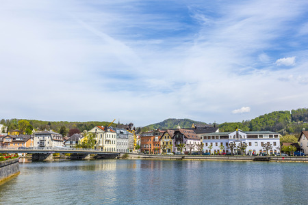 GMUNDEN, AUSTRIA - APR 22, 2015: view of skyline in  Gmunden, Austria. Gmunden was an important center in the salzkammergut and rich merchants lived in the town.のeditorial素材