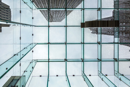 NEW YORK, USA - JULY 8, 2010: heavy rain over New York seen from a glass building with view to skyscrapers in NeW York, USA.のeditorial素材