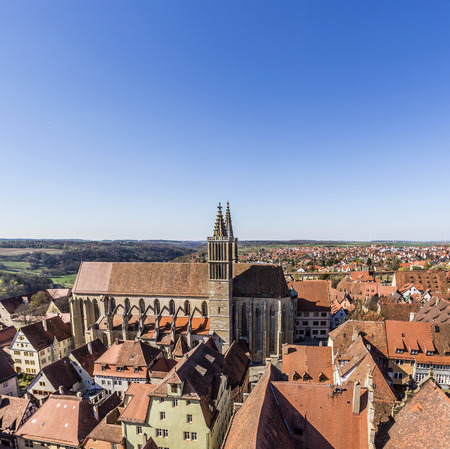 skyline of Rothenburg ob der Tauber, Bavaria, Germanyの写真素材