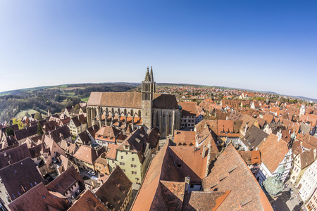 skyline of Rothenburg ob der Tauber, Bavaria, Germanyの写真素材