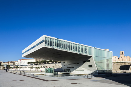MARSEILLE, FRANCE - JUL 9, 2015 : The modern building of Museum of European and Mediterranean Civilizations (MuCEM). It was was inaugurated on 2013 when the city was the European Capital of Cultureのeditorial素材