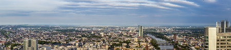 FRANKFURT, GERMANY - MAY 2, 2015: Aerial view of Frankfurt with skyline in Frankfurt, Germany. Frankfurt is the biggest city in Hesse, Germany.のeditorial素材