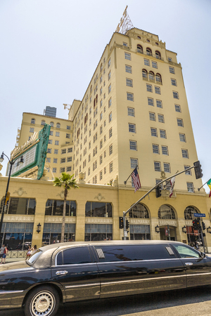 HOLLYWOOD, USA - JULY 5, 2008: facade of famous historic Roosevelt Hotel in Hollywood, USA. It first opened on May 15, 1927. It is now managed by Thompson Hotels.のeditorial素材