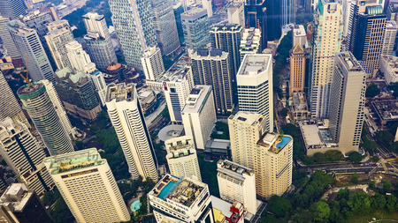 KUALA LUMPUR, MALAYSIA - AUG 30, 2015: downtown area of Kuala Lumpur in Malaysia. View from Kuala Lumpur Tower.のeditorial素材