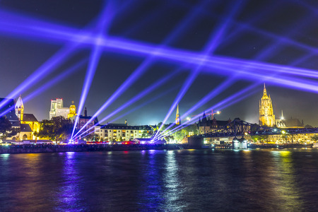 FRANKFURT, GERMANY - OCT 3, 2015: one million people watch the celebration of 25th day of German unity in Frankfurt, Germany.のeditorial素材