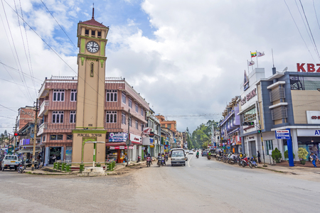 PYIN OO LWIN, MYANMAR - AUG 18, 2015: Purcell Tower in the  town, Pyin Oo Lwin. The clock was  made in 1934 by Gillete and Johnson Co. of England in commemoration of the Silver Jubilee of the reign King George V.のeditorial素材
