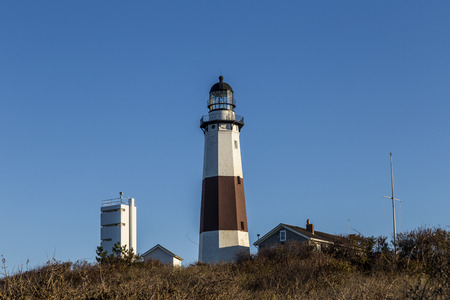 historic Lighthouse at Montauk Point, Long Island, New Yorkの写真素材