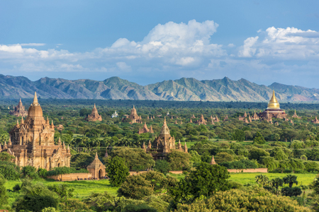 Pagoda landscape the Temples of Bagan(Pagan), Mandalay, Myanmarの写真素材