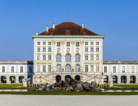 close view of the historic castle Nymphenburg of Munich in Bavariaのeditorial素材