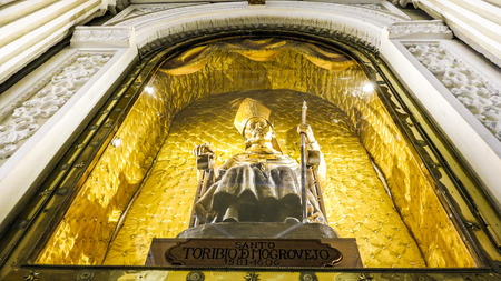 AREQUIPA, PERU - OCT 27, 2015: inside famous Yanahuara church  in Arequipa, Peru. The famous church was built in 1750 by the Spains.のeditorial素材