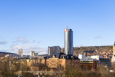 JENA, GERMANY - JAN 10, 2016: Skyline of Jena in Thuringia, Germany under cloudy sky.のeditorial素材