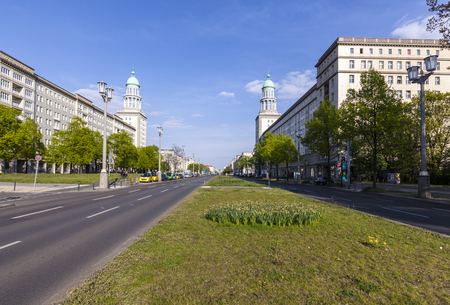 BERLIN, GERMANY - MAY 1, 2015: The Frankfurter Tor (Frankfurt Gate) - is a large square in the inner city Friedrichshain locality of Berlin,  Germanyのeditorial素材