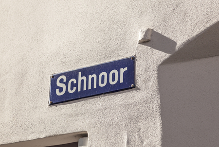 street name of  the quarter Schnoor, an old town street in downtown Bremen, UNESCO World Heritage Site.の写真素材