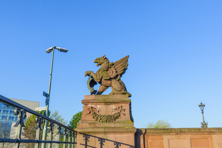 detail of Moltke Bridge in Berlin at river spreeの写真素材