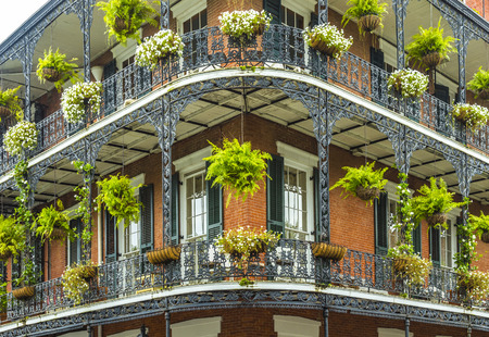 old historic New Orleans houses in french Quarterの写真素材
