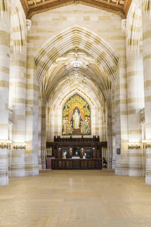 NEW HAVEN, USA - OCT 28, 2015: Interior of Yale University library in New Haven.のeditorial素材
