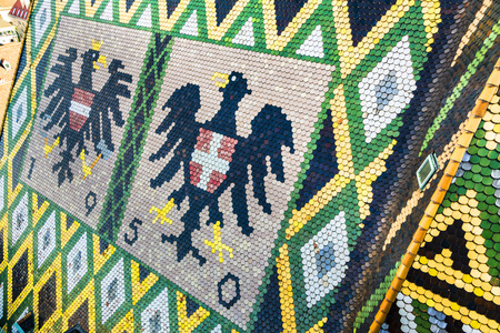 VIENNA, AUSTRIA - APR 27, 2015: north tower view and roof tiles of Stephansdom, St. Stephen's Cathedral, Viennaのeditorial素材