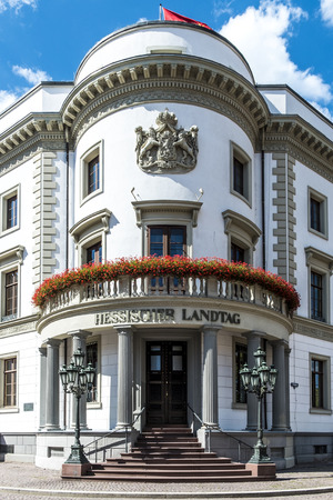 house of politics, the Hessischer Landtag in Wiesbadenのeditorial素材