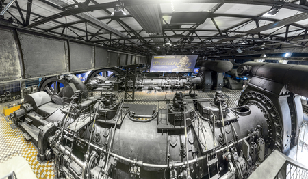 VOELKLINGEN, GERMANY - AUG 13, 2016: inside the machine hall for heating at Volklingen Ironworks in...