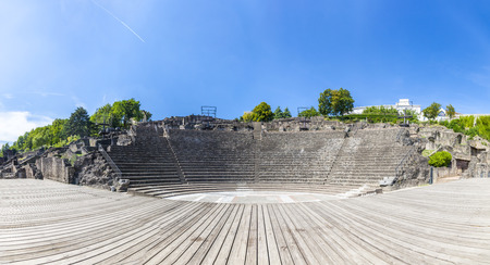 LYON, FRANCE - SEP 2, 2016: Amphitheater of the Three Gauls in Fourviere above Lyon France under...