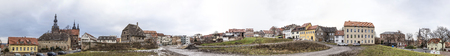 EISLEBEN, GERMANY - JAN 16, 2016: panoramic view to buildings in Eisleben, Germany without peopleのeditorial素材