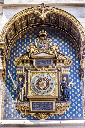 PARIS, FRANCE - JUNE 9, 2015: horloge at the city palace in Paris. The clock was constructed by Henri de Vic in 1370.のeditorial素材