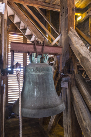 ERFURT, GERMANY - DEC 20, 2015: the church bell dates back to 1382 and belongs to the aegiden church in Erfurt at the Kraemer bridge.のeditorial素材