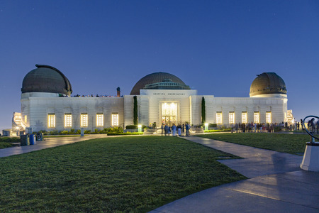 LOS ANGELES, USA - JUNE 24, 2012: people visit  Griffith Observatory by night in Los Angeles,California, Usa.のeditorial素材