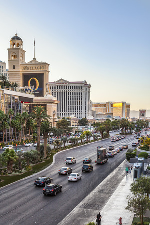 LAS VEGAS, USA - JUNE 15, 2012: view to the Strip, the famous casino mile in Las Vegas, USA with afternoon traffic and illuminated casinos.のeditorial素材