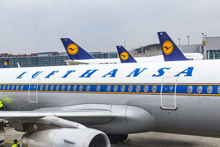 FRANKFURT, GERMANY - MARCH 17: Lufthansas Airbus A321 turned out the beautiful livery from the 1950s...