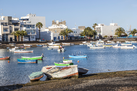 LANZAROTE, SPAIN - MAR 29, 2013: view of Charco de San Gines in Arrecife, Lanzarote, Canary Islands, Spainのeditorial素材
