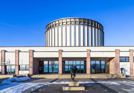 BAD FRANKENHAUSEN - JAN 9, 2016: view of panorama museum in Bad Frankenhausen, Germany. The museum honors the fight of the farmers against the reign in medieval times.のeditorial素材