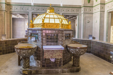 BAD NAUHEIM, GERMANY - FEB 15, 2017: famous pump room with the healthy spa water in Bad Nauheim in Art nouveau styleのeditorial素材