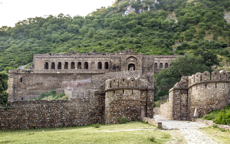 old Bhangarh Fort in India under blue skyの写真素材