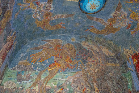 OTTROTT, FRANCE - JUNE 4, 2016: pegasus mosaic at Chapelles des Larmes at Mont Sainte Odile in France. It dates back to byzanthine times.のeditorial素材