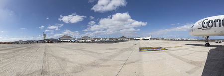 ARRECIFE, SPAIN - MAR 14, 2017: airport of Arrecife, the capital of the canarian island of Lanzarote, Spain. The airport was reconstructed in 1996.のeditorial素材